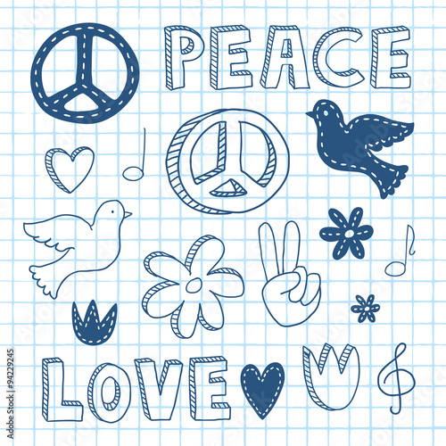 Peace doodle set