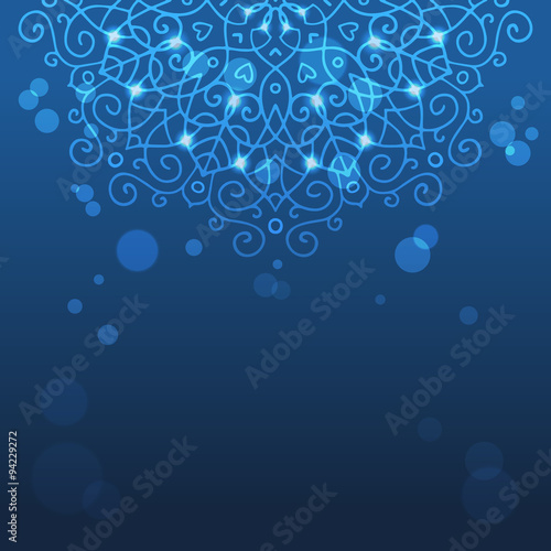 Abstract blue background with mandala ornament