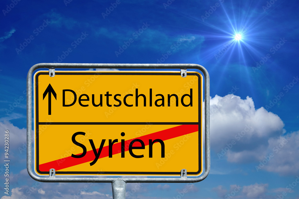 Germany and Syria / sign with the german words Germany and Syria Germany and Syria / sign with the german words Germany and Syria