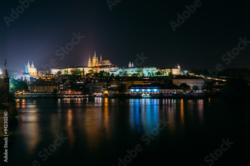 Night view of Prague cityscape  Czech Republic