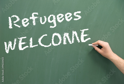 Wallpaper Mural Refugees Welcome / Chalkboard with the words Refugees Welcome Torontodigital.ca