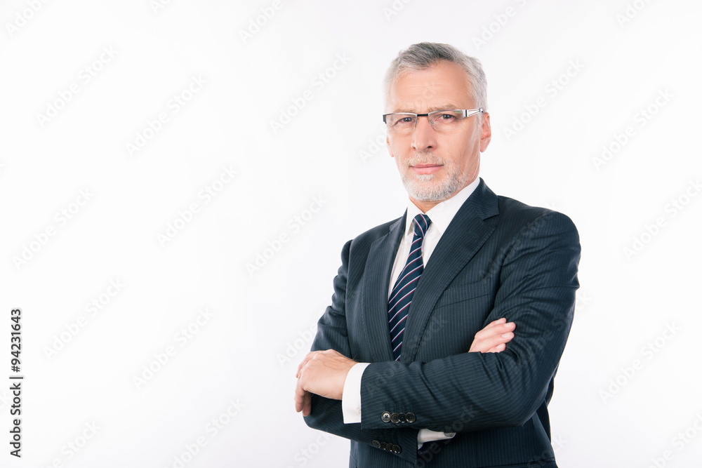 confident intelligent business expert with gray beard and glass confident intelligent business expert with gray beard and glass