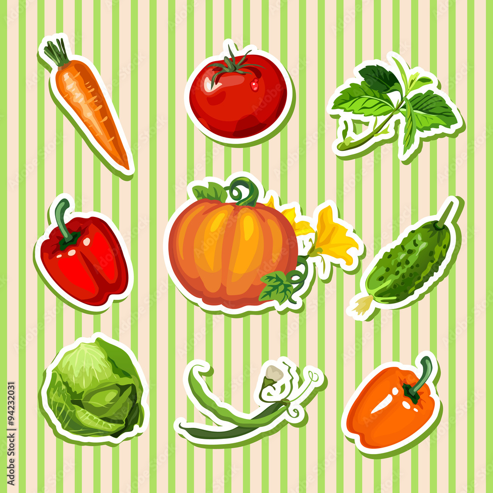 Vegetables sticker: carrot, pumpkin and other Vegetables sticker: carrot, pumpkin and other