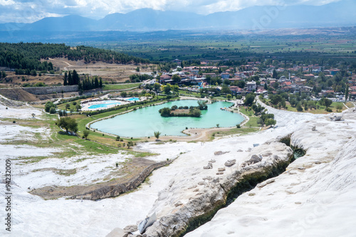Natural travertine pools and terraces at Pamukkale ,Turkey