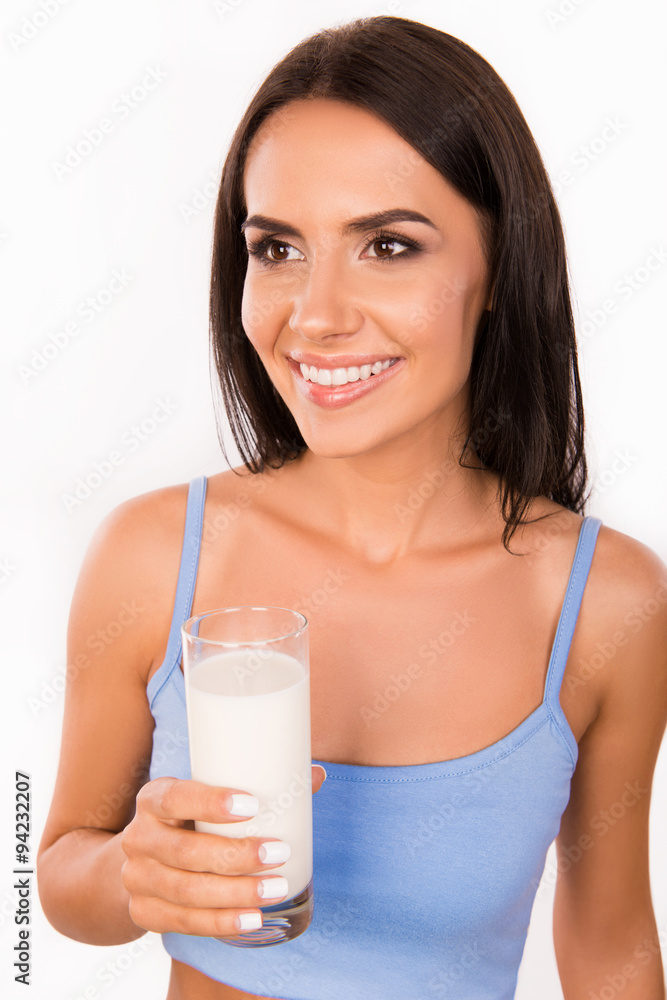 Sexy beautiful young woman with glass of yogurt Sexy beautiful young woman with glass of yogurt