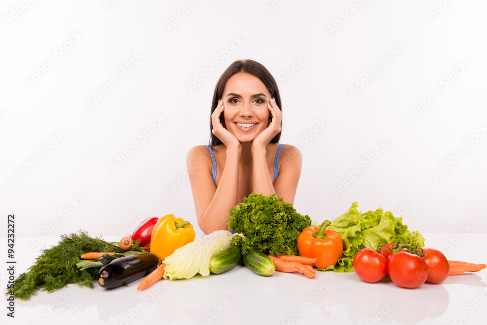 Smiling beautiful girl eating healthy food Smiling beautiful girl eating healthy food