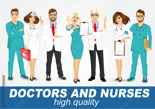 group of doctors and nurses set