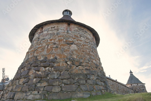 Fortress tower of Solovetsky Monastery, Solovetskye Islands, Russia.