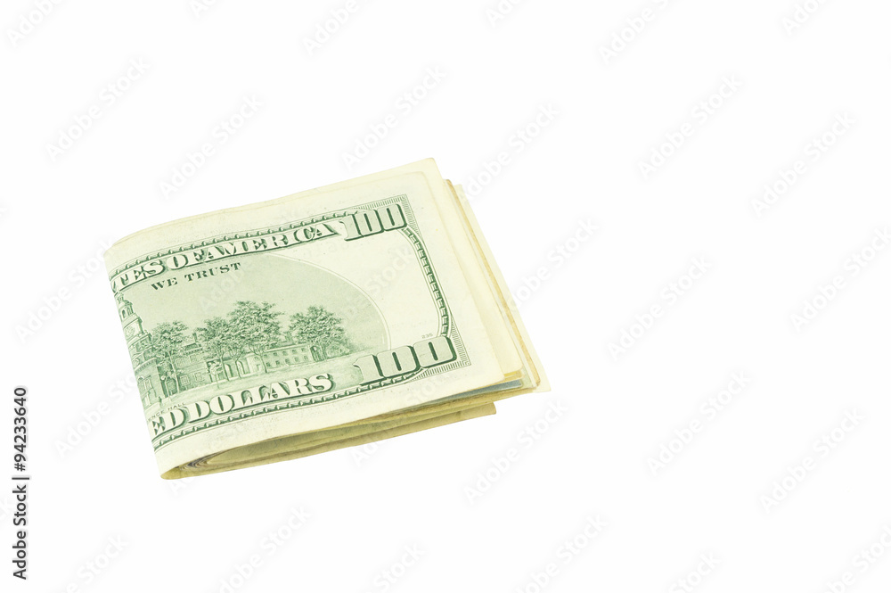 Stash of American dollar banknotes isolated Stash of American dollar banknotes isolated