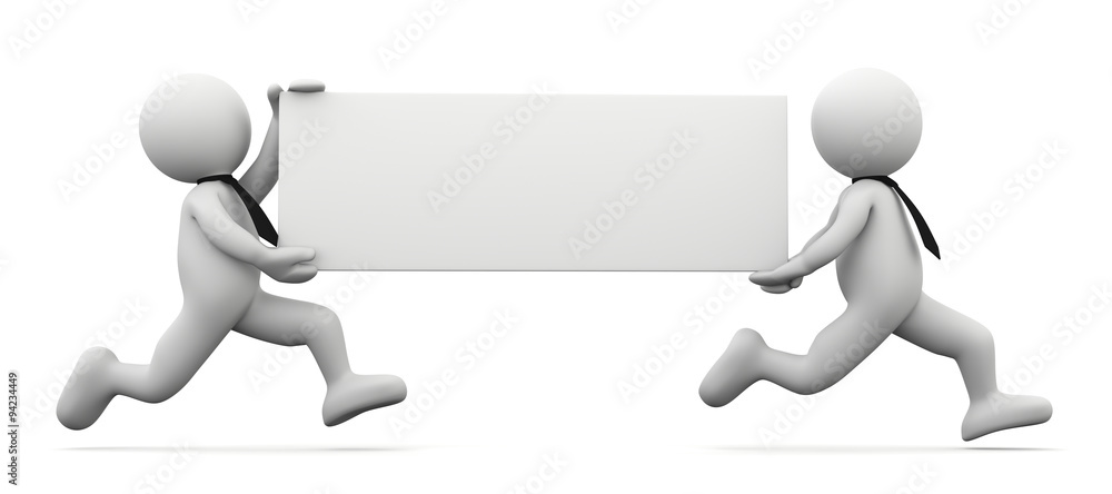 omino 3d che corre con cartello Stock Illustration | Adobe Stock