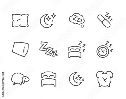 Lined Sleep Well Icons