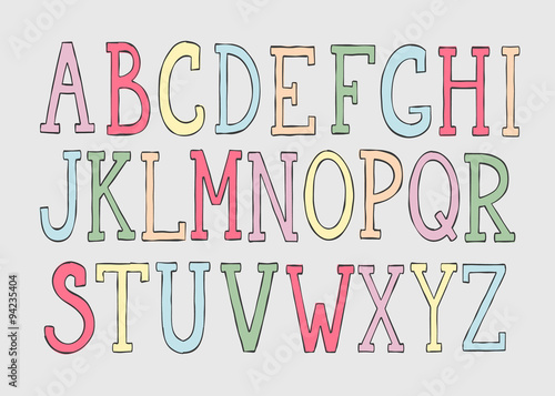 Doodle colorful alphabet
