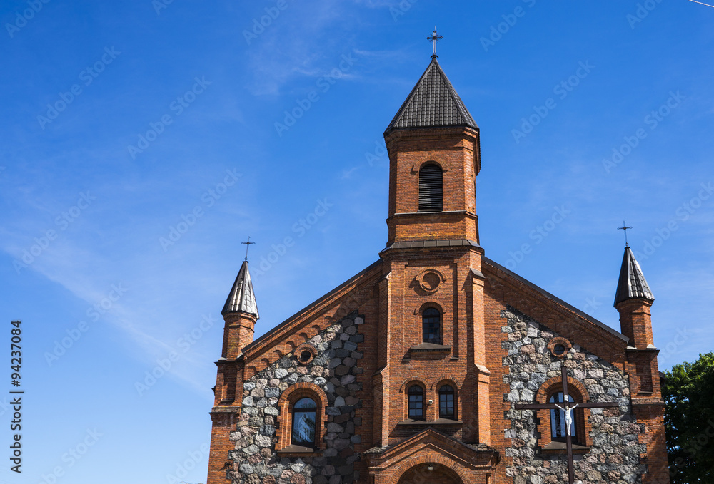 Catholic church in Belarus against blu sky