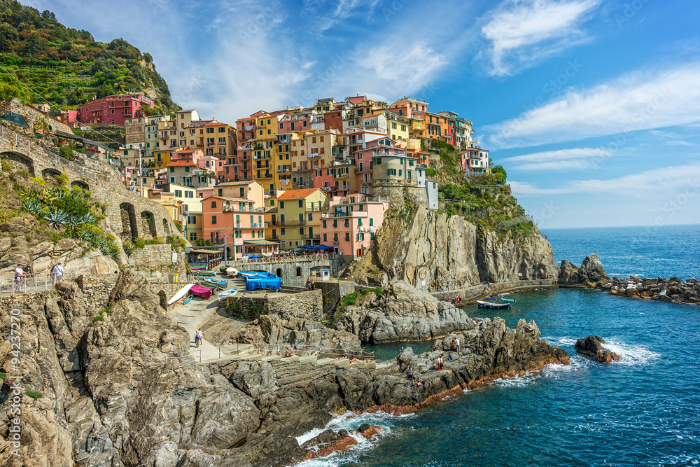 Colorful town on the rocks Cinque Terre Liguria Italy