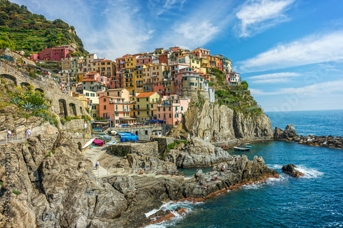 Colorful town on the rocks Cinque Terre Liguria Italy