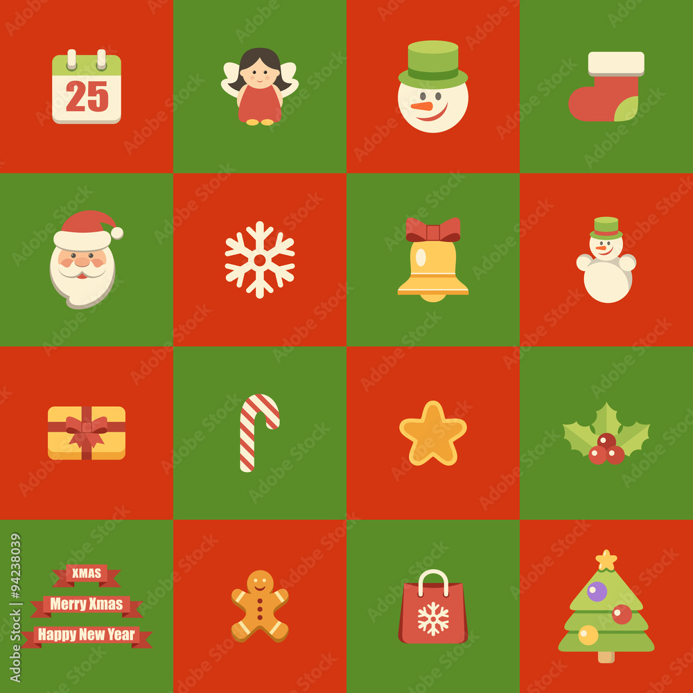 Flat icons christmas set Flat icons christmas set