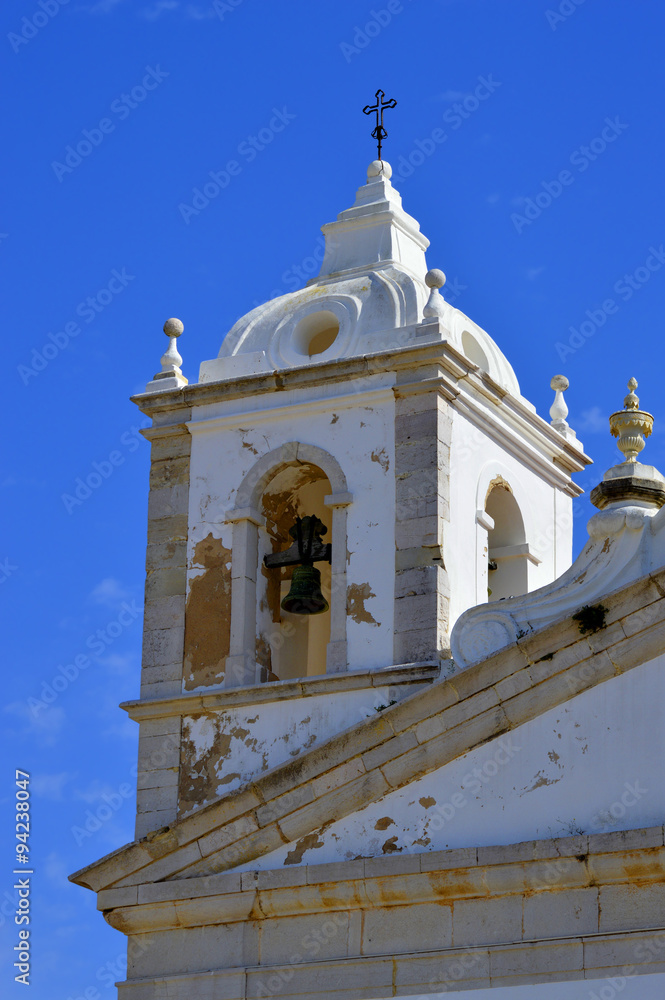 Lagos, Algarve, Portugal - October 1, 2014: A detail view of the ornate stonework on St Anthony's Church in Lagos Portugal