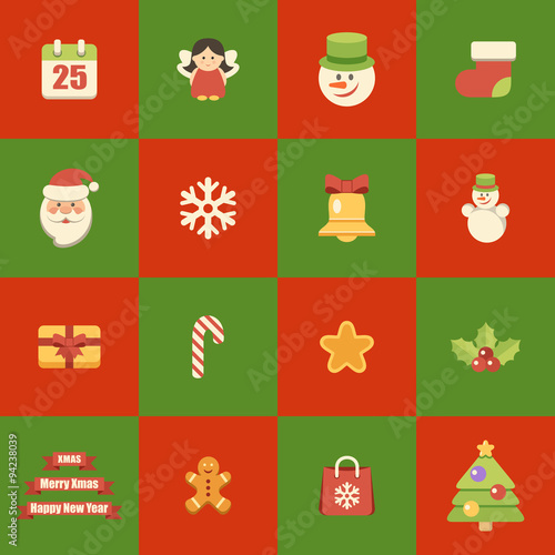 Flat icons christmas set