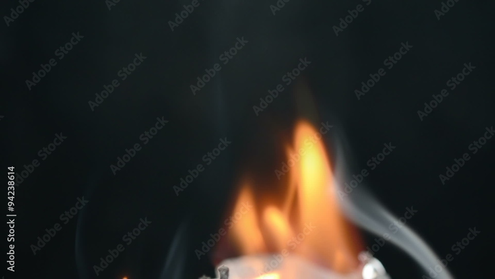 Slow Motion. Slowly burning fabric Slow Motion. Slowly burning fabric