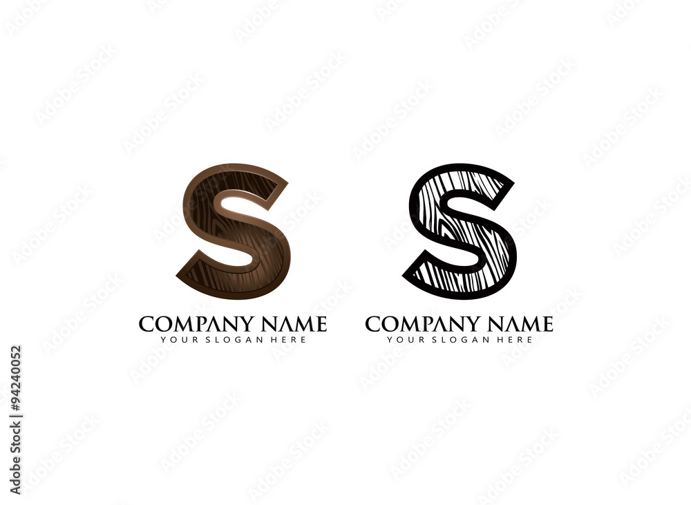initial S wooden texture contour vector logo icon initial S wooden texture contour vector logo icon