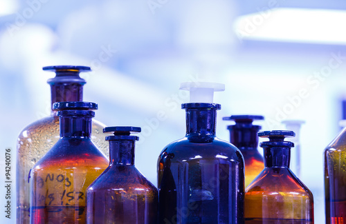 Bottles in laboratory