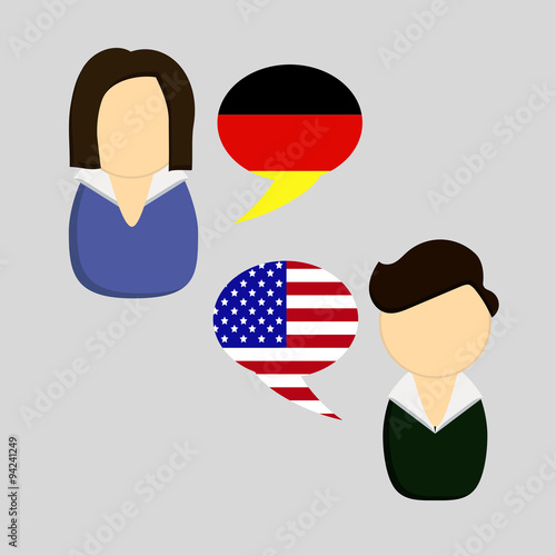 Vector German vs American communication icons