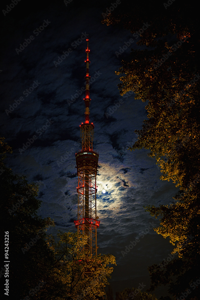 Obraz premium Kyiv TV tower at night