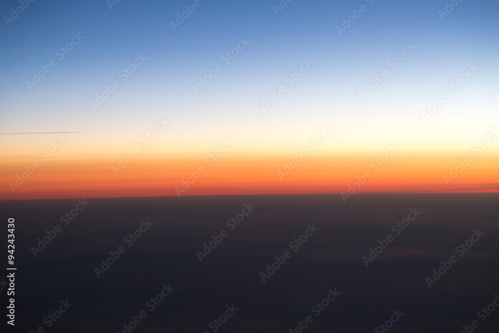 sunset view from the airplane