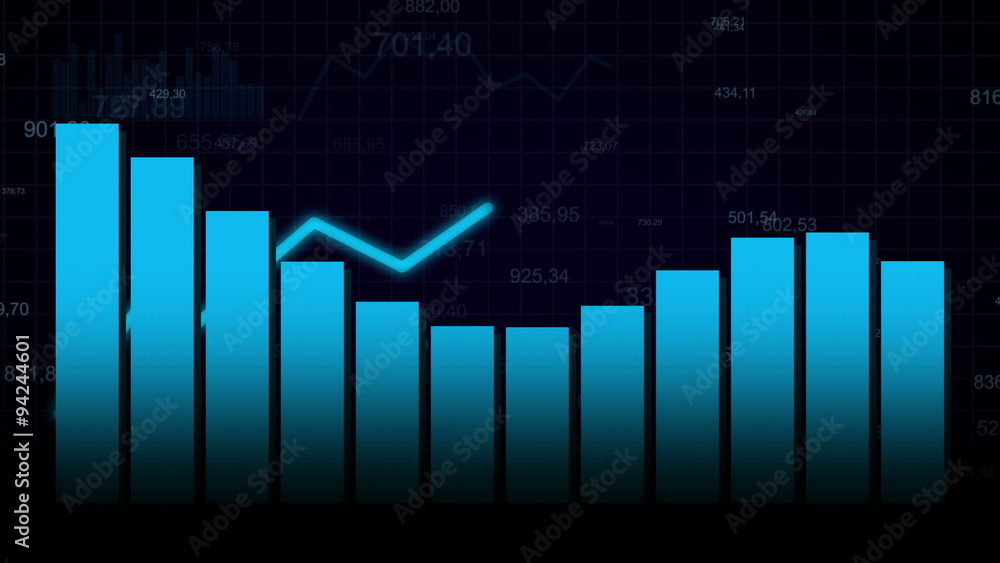 Growing chart on dark blue bg Growing chart on dark blue bg