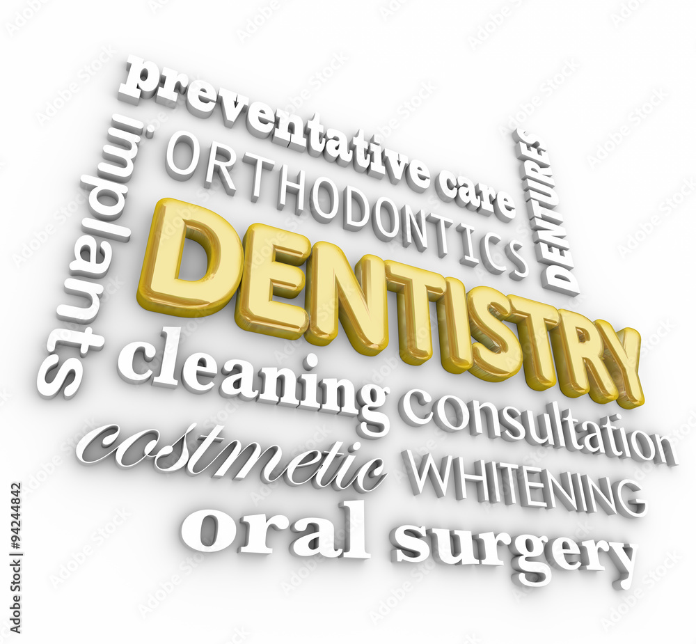 Dentistry 3d Word Collage Orthodontics Braces Dentures Dentistry 3d Word Collage Orthodontics Braces Dentures