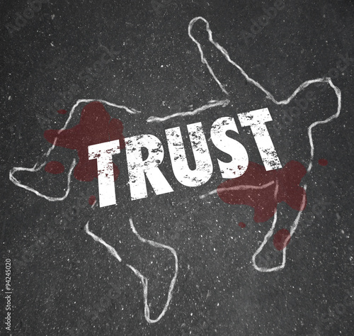 Valokuva Trust Word Chalk Outline Broken Dishonest Fraud Victim