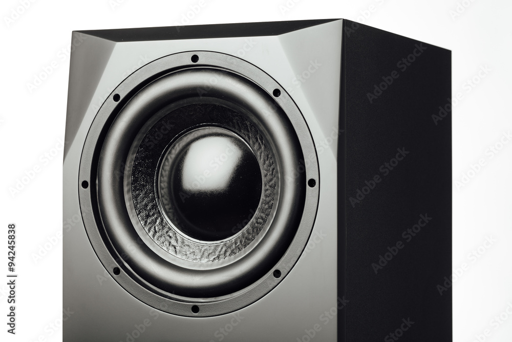 professional studio subwoofer speaker isolated on white Stock Photo