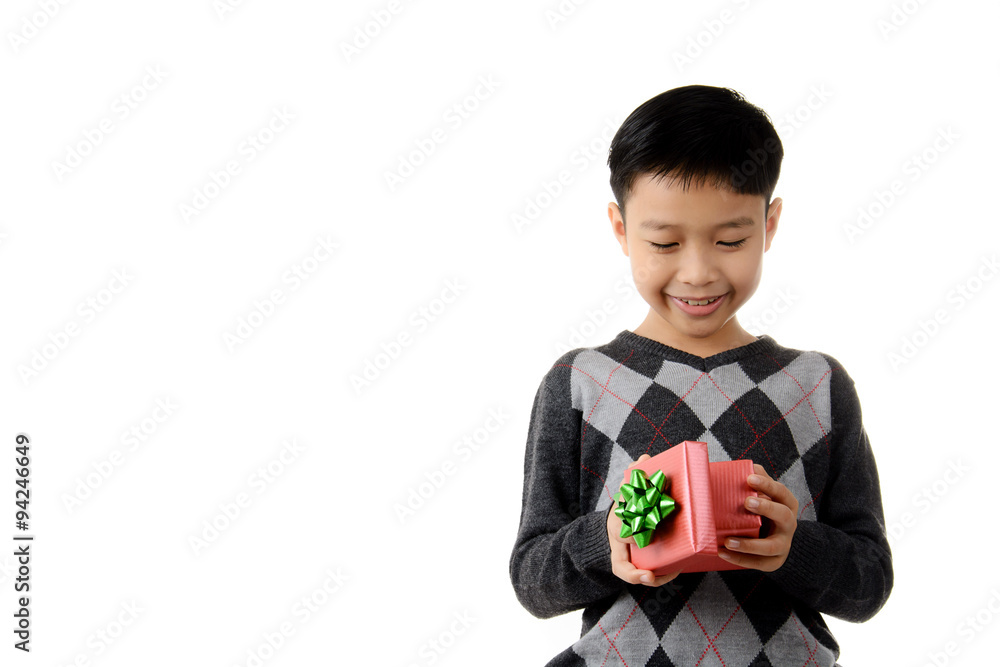 Gift box in child hand.