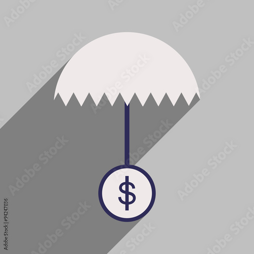 Flat design modern vector illustration icon umbrella dollar