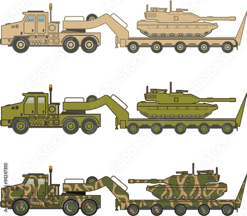 Military Truck pulling tank vector
