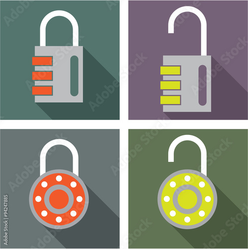 Padlock unlocked locked vector