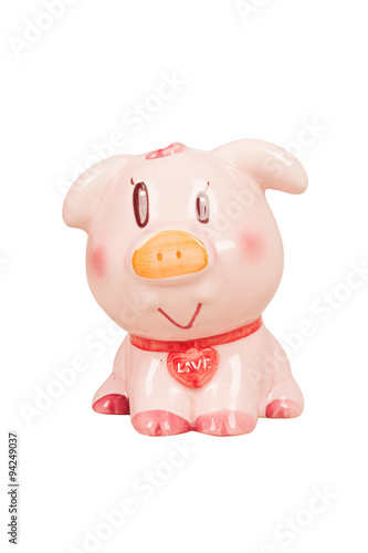 hand girl save money with pink piggy pank isolate background