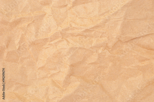 Wrinkled packaging paper background, close up, DOF