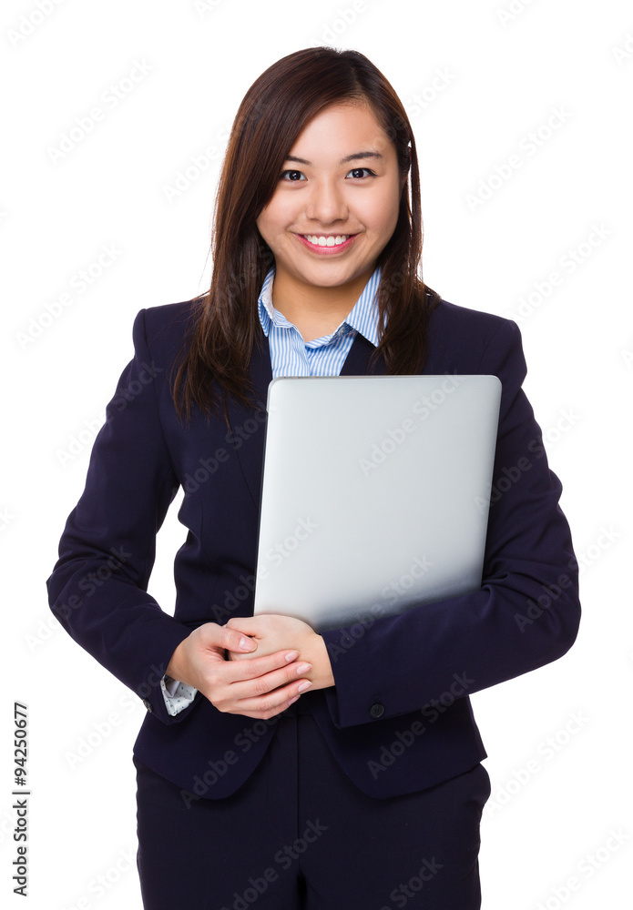 Young Businesswoman hold with laptop computer Young Businesswoman hold with laptop computer