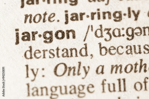 Dictionary definition of word jargon photo