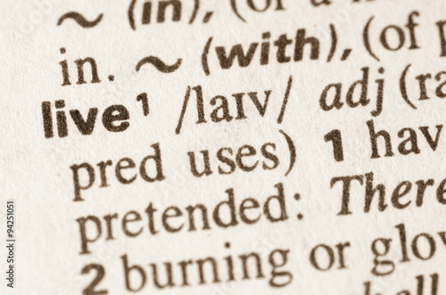 Dictionary definition of word live