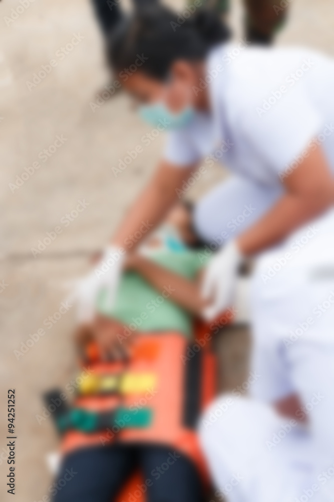 Blurred image of unidentified accident people by car waiting medicine or doctor at the site of accident. Blurred image of unidentified accident people by car waiting medicine or doctor at the site of accident.