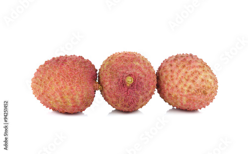 Litchi fruits on white background