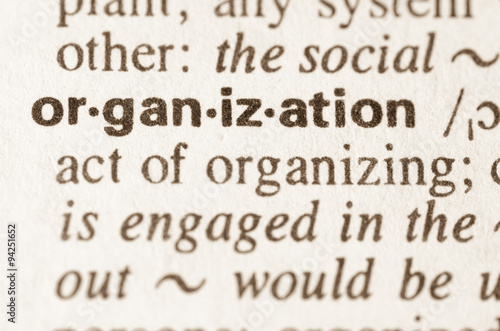 Dictionary definition of word organization