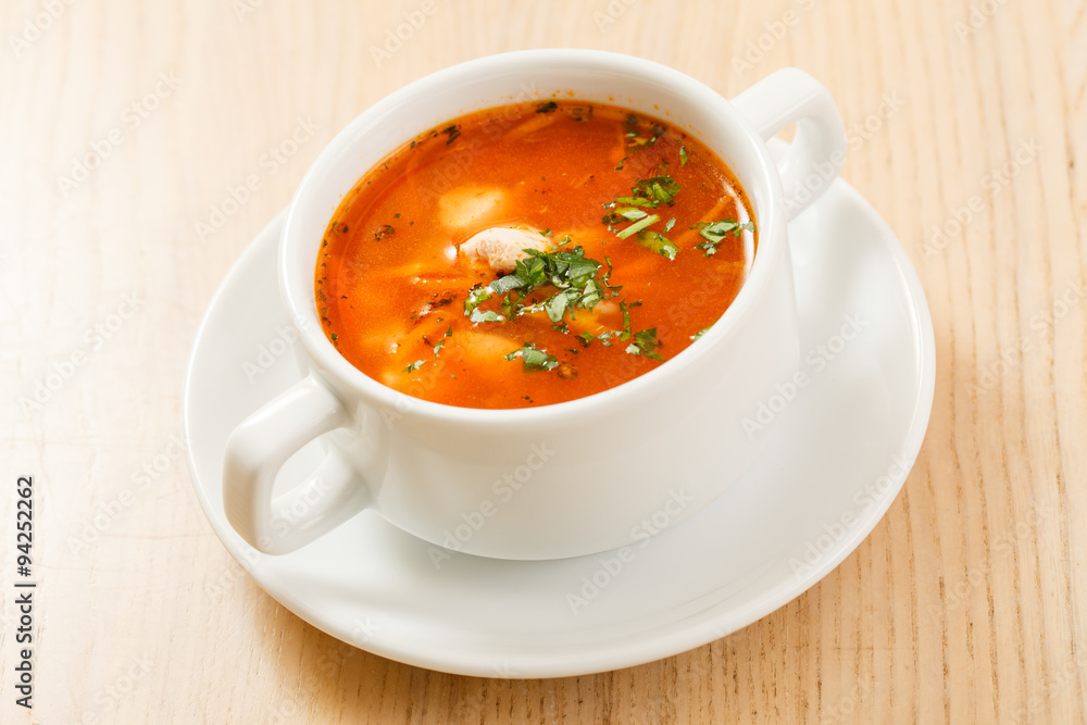 tomato soup with vegetables and meat tomato soup with vegetables and meat
