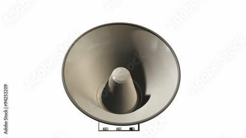 A loudspeaker pulsating in size on an isolated background