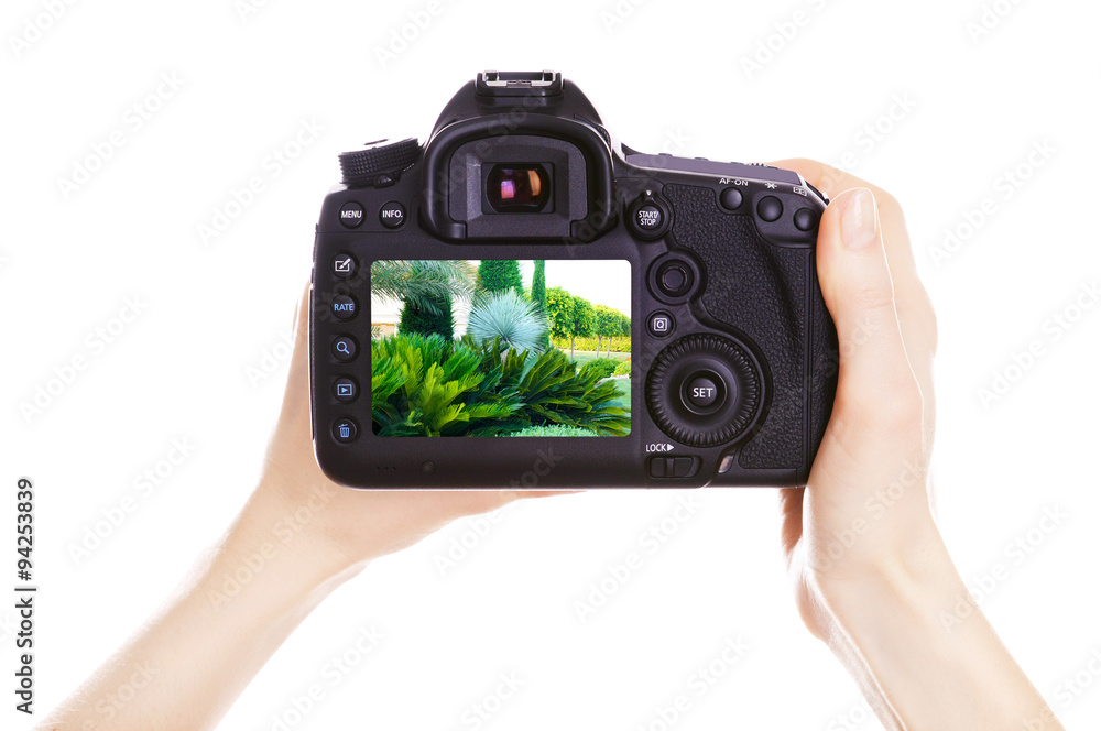 Photographer with camera at work, isolated on white Photographer with camera at work, isolated on white
