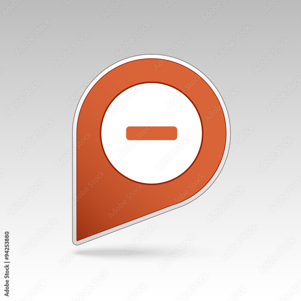 Minus pin map icon. Map pointer, markers. Minus pin map icon. Map pointer, markers.