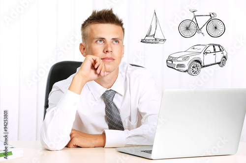 Dreaming guy in office