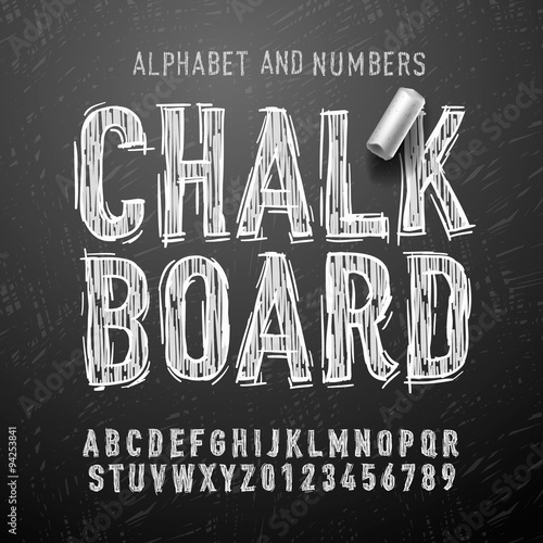 Chalk alphabet letters and numbers